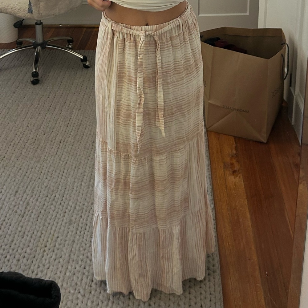 Splendid Kira Linen-Blend Striped Maxi Skirt